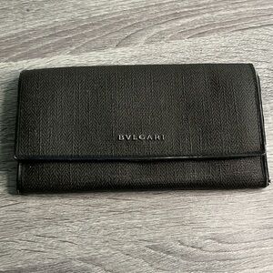 Bulgari Black Leather Continental Wallet